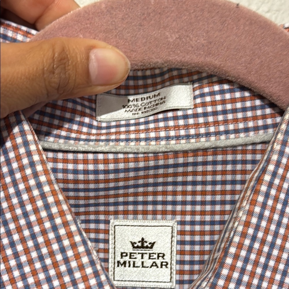Peter Millar 100% Cotton Plaid Button Down Long Sleeve Shirt Size Medium - Picture 3 of 5